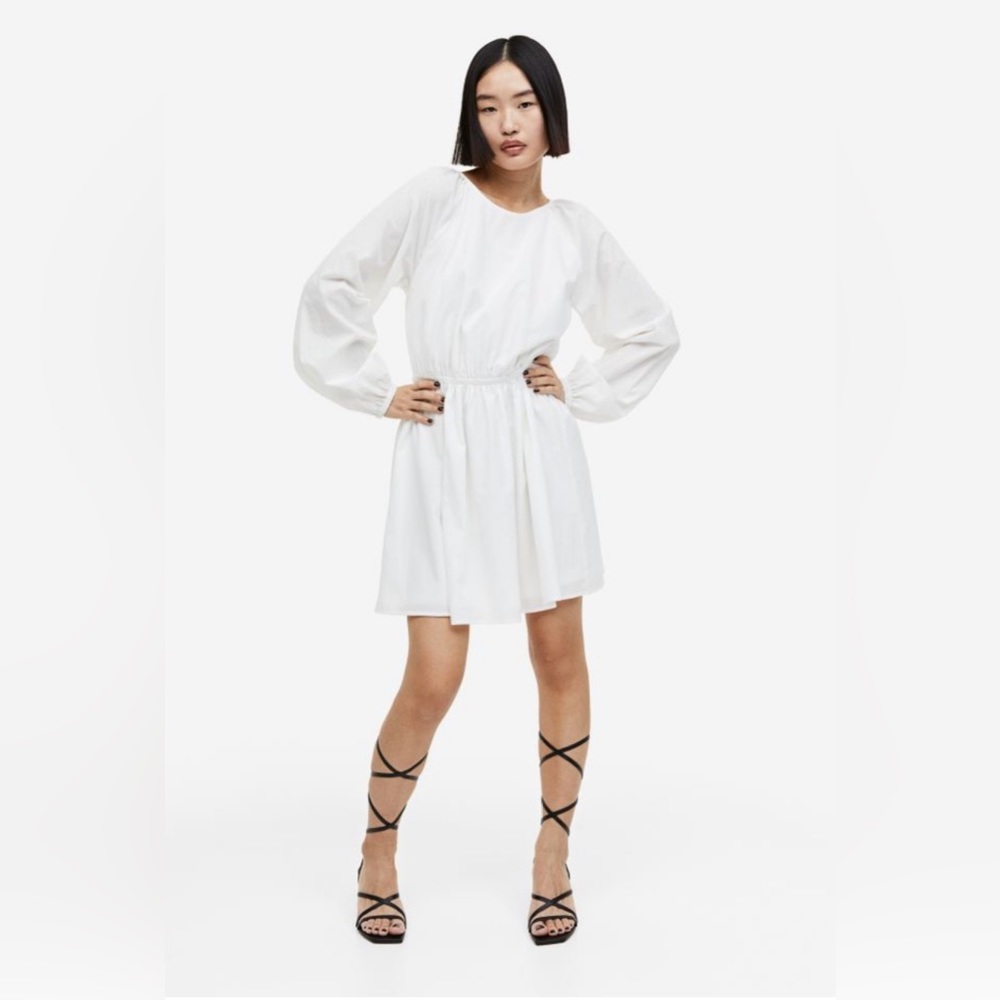 H & M Balloon Open-Sleeve Open-Back Dress Size M
